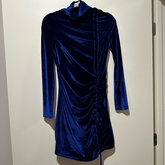 Blue Velvet Mini Dress - Picture 1 of 2
